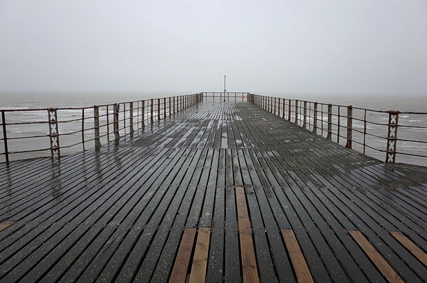 A grim afternoon in rain-lashed Bognor Regis, West Sussex, England