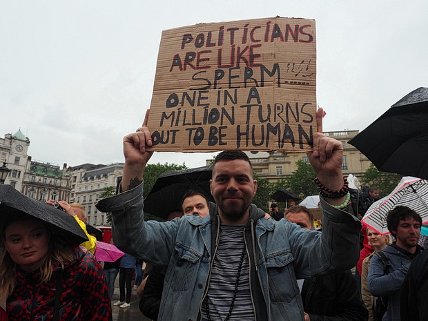 Thousands join anti-Brexit demo in rain drenched Trafalgar Square, London - photo report, Tuesday, 28th June 2016