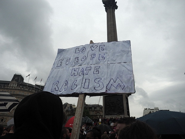 Thousands join anti-Brexit demo in rain drenched Trafalgar Square, London - photo report, Tuesday, 28th June 2016