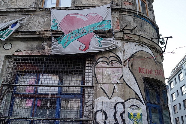 Berlin photos - station, stickers, squats and gentrification