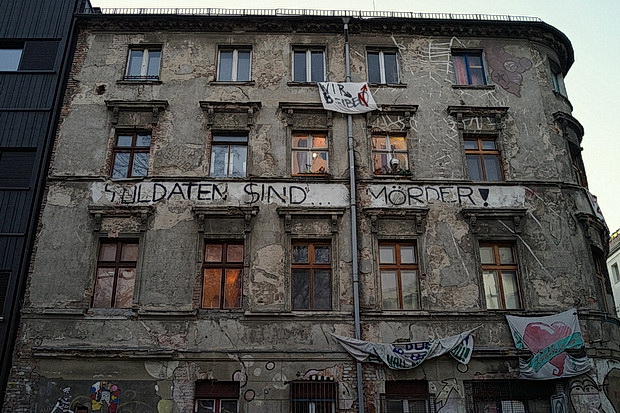 Berlin photos - station, stickers, squats and gentrification