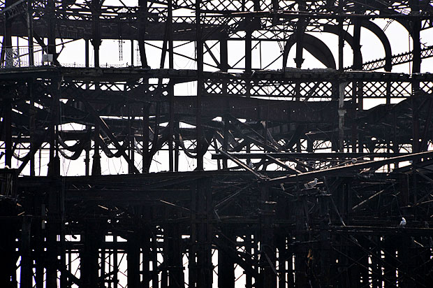 The remains of West Pier on Brighton beach, Brighton, East Sussex, April 2012