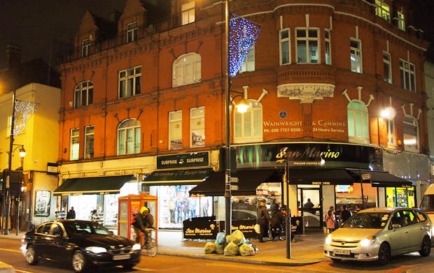 Christmas lights around Brixton town centre, December 2012, London, England UK