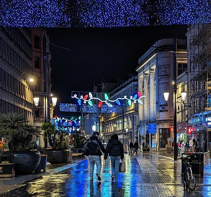 In photos: Cardiff city centre on a wet Boxing Day evening
