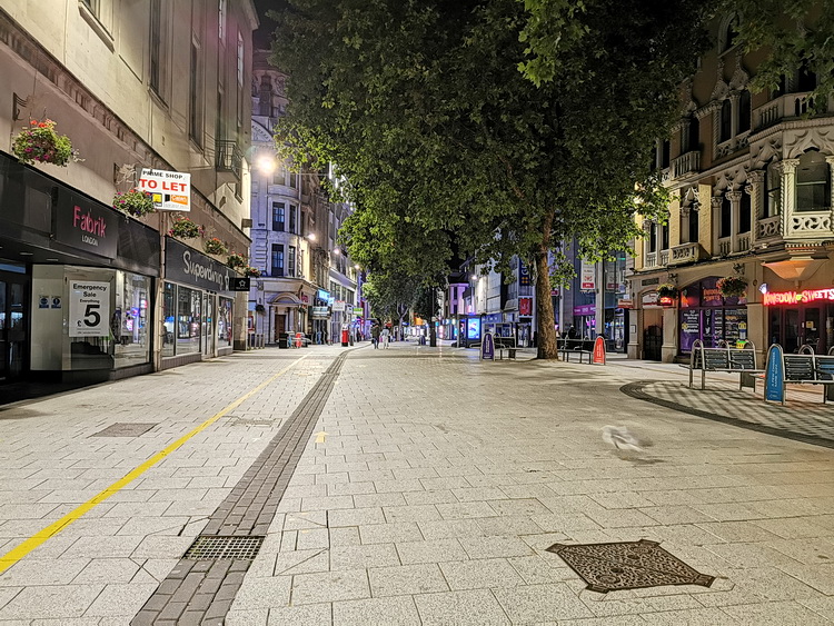 Cardiff in lockdown - stations, street photos and night scenes, July 2020