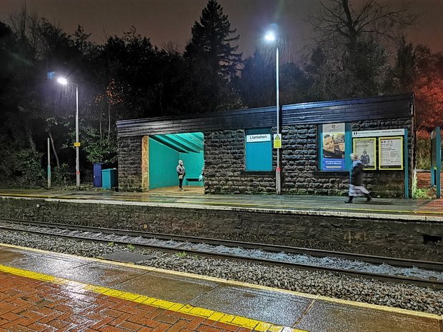 Photos of the rain-soaked streets of Cardiff - City centre and Llanishen at night, Jan 2020