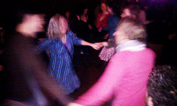 Drinking and stripping the willow at a Burns night ceilidh in Stockwell