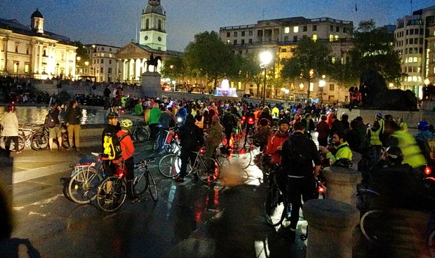 Critical Mass 20th anniversary, Waterloo Bridge and central London, Friday 25th April 2014