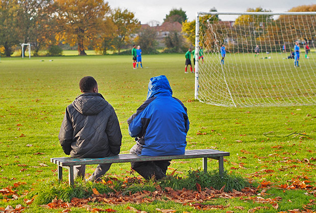 A winter's Saturday afternoon on Enfield Playing Fields, north London, November 2013