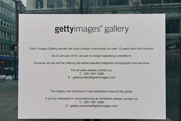 London's Getty Images Gallery closes for good, January 2019