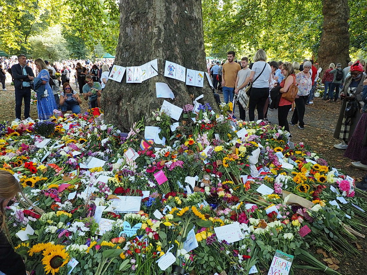 Green Park, The Queen and thousands of flowers, Sept 2022