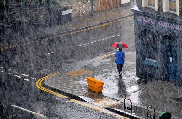 Heavy rain over Brixton town