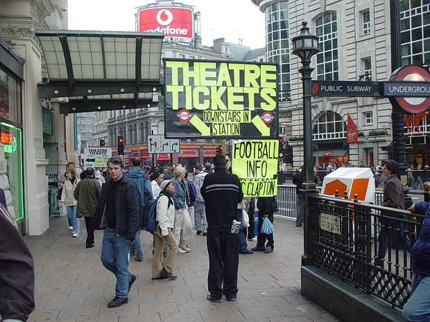 London history - human billboards on the streets 15 years ago - April 2004