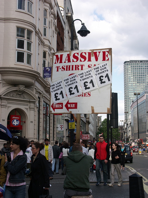 London history - human billboards on the streets 15 years ago - April 2004