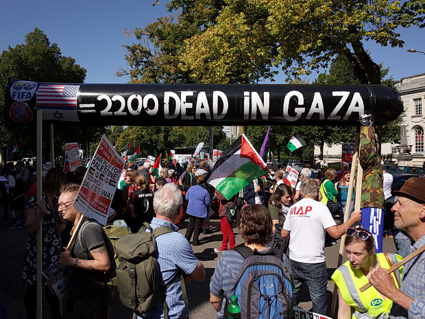 Cardiff protest against Israel playing Wales in the UEFA qualifier - photos, Cardiff, Sunday 6th September 2015