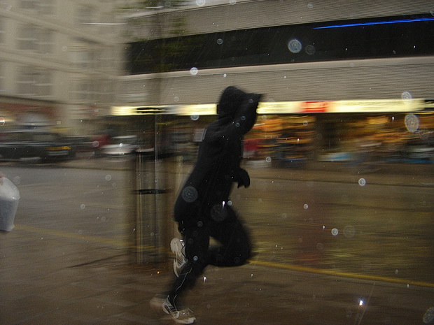 London 15 Years Ago: Rain, a Banksy in the street, Le Tigre and Centre Point, October 2004