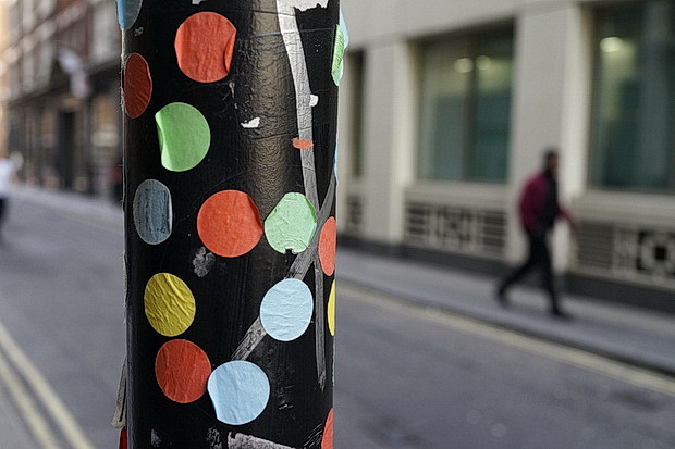 Stickers., photo galleries, concrete and books: London street views, May 2016