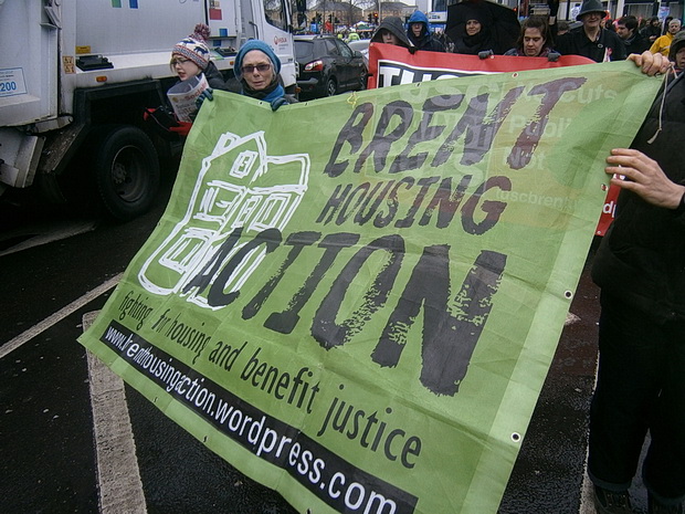 March For Homes protest over the London housing crisis, central London, 31st, January 2015