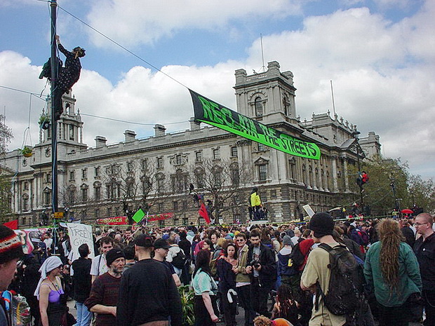 Photo archives: Mayday protest, Parliament Square, 1st May 2000