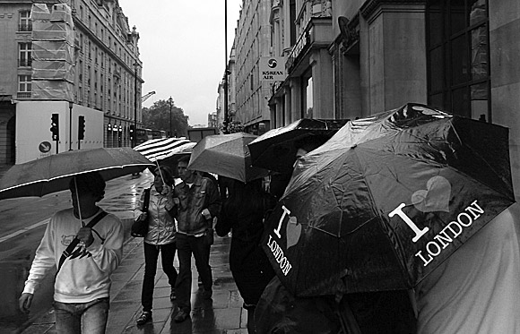 Umbrellas in London: a rainy summer afternoon in the capital