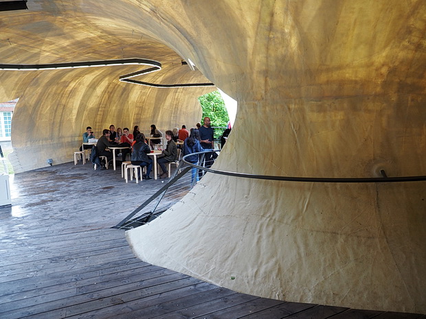  The Serpentine Pavilion - a futuristic doughnut-shaped broken egg lands in London, Hyde Park, London, June 2014