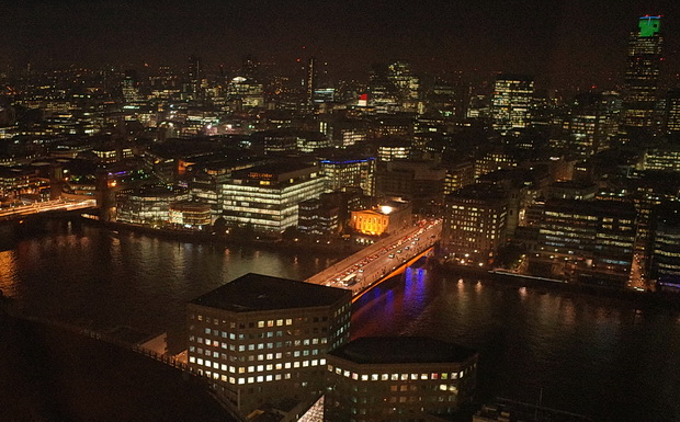 Views from the Shard skycraper and the Shangri-la hotel, London Bridge, London