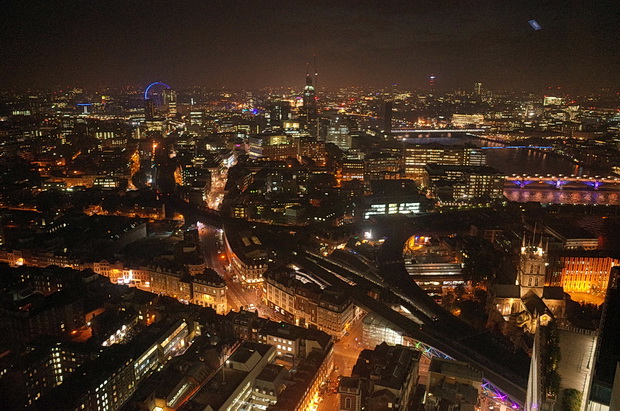 Views from the Shard skycraper and the Shangri-la hotel, London Bridge, London