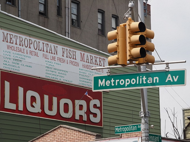 Shop signs and street signs in Brooklyn and downtown Manhattan, New York