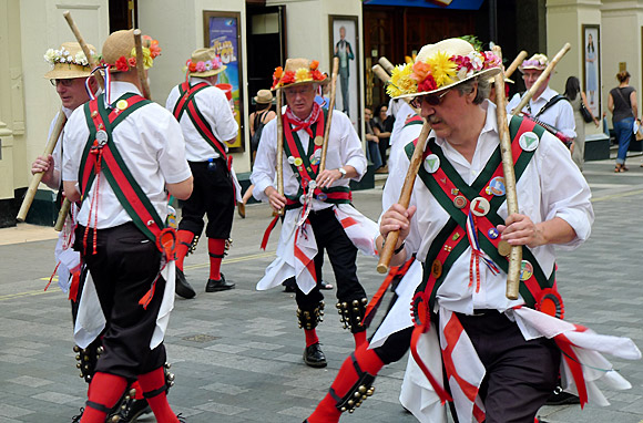 Morris Dancers at Oxford Circus on St George's Day