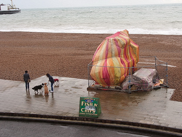 A wet and windy afternoon on Brighton's seafront, autumn 2015