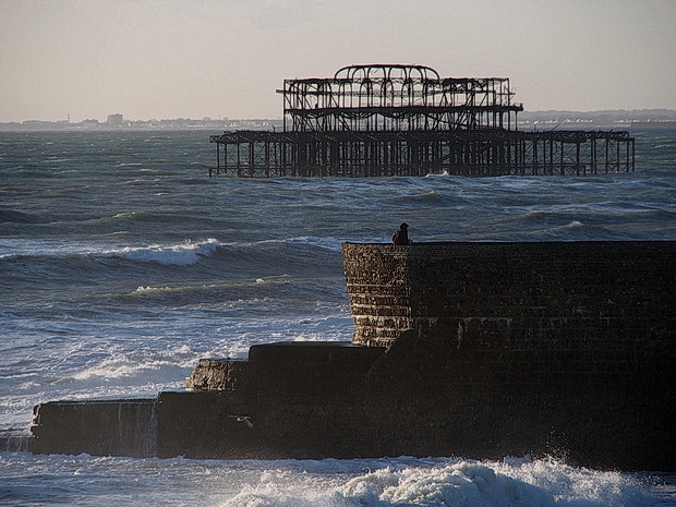 A wet and windy afternoon on Brighton's seafront, autumn 2015