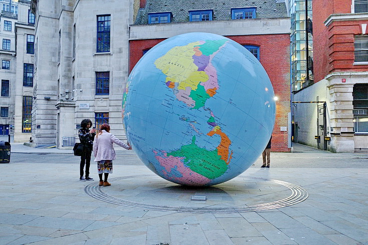 The giant upside down globe in Holborn, London
