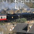 BR 70000 Britannia loco thunders through Brixton Gleaming in the glorious Brixton sunshine is this excursion train headed up by a BR standard class 7 70000 Britannia locomotive.