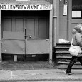 ‘Hollow Sidewalk – No Trucks Allowed’ handwritten sign, Soho, Manhattan NYC scene.