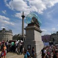 Standing above the crowded square and immune to the thumping cheesy Eurodisco of the Gay Pride celebrations below is the latest artwork on the Fourth Plinth of Trafalgar Square.