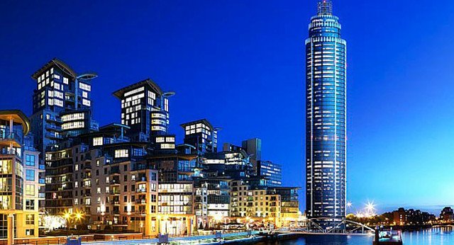 St George Wharf Tower - the UK's tallest residential building - rises in Vauxhall