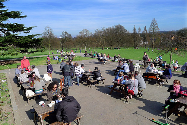A sunny Spring Sunday afternoon in Brockwell Park