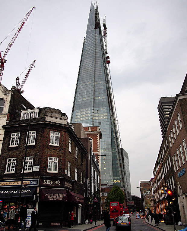 The Shard and London Bridge Quarter in the April gloom