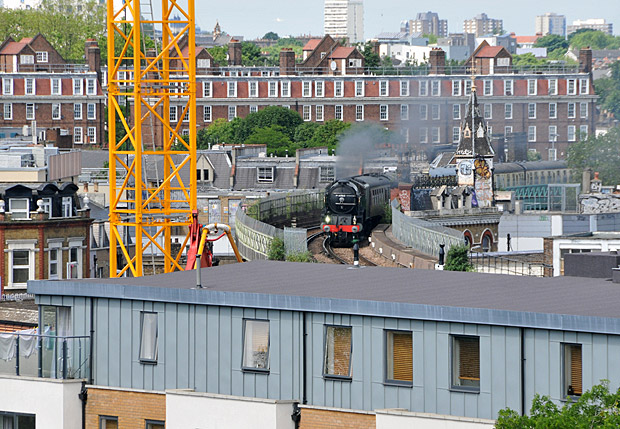 New steam locomotive Tornado shimmies through a sizzling Brixton
