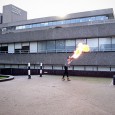 Pic of the day: lone fire eater, South Bank, London Gamely pursuing his craft despite the complete absence of a crowd is this lone fire eater, spotted on London’s South Bank.