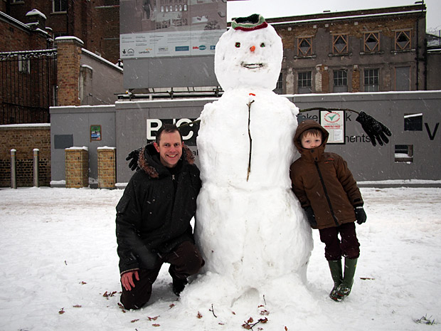 Brixton snow and snowmen, Windrush Square, Loughborough Park and Coldharbour Lane