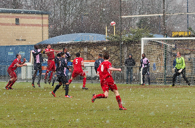 Dulwich Hamlet push for promotion with snow-battered win over Whitstable