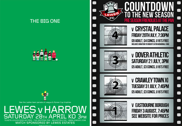 The wonderful posters of Lewes FC, a member-owned lower league team