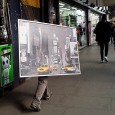 Seen moving along Atlantic Road at a surprisingly sprightly rate was this large poster of Times Square, New York.