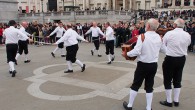 Trafalgar Square was a blur of waving hankies, stick rattling, sword entwining and jangling bells on Saturday as the Westminster Morris Men led their annual Day of Dance.