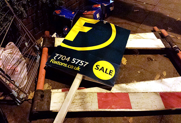 The short life and swift death of a Foxtons estate agent sign, Brixton