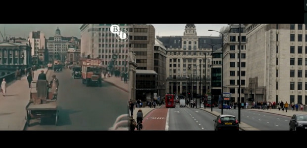 Wonderful colour film footage matches up London views from 1927 - 2013