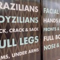 Brazilians, Boyzilians, Back, Crack & Sack and more - Soho shop window