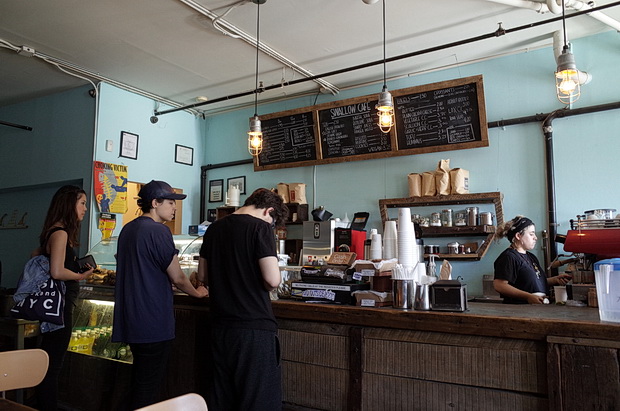 Swallow cafe in Brookyln serves up a tasty cream cheese bagel and coffee