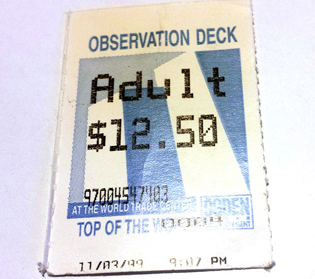 Top Of The World Observatories 2001 reprint WORLD TRADE CENTER Ticket 